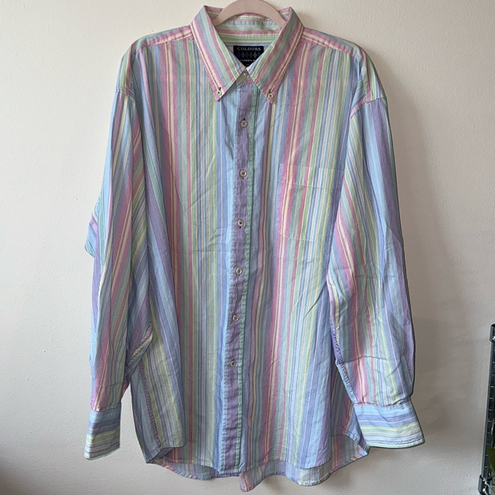 Mens XXL Coulours by Alexander Julian Striped Button Down Shirt